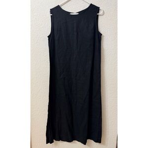 Elizabeth Suzann - Sleeveless Black Midi Maxi Linen Dress - Minimalist Elegance